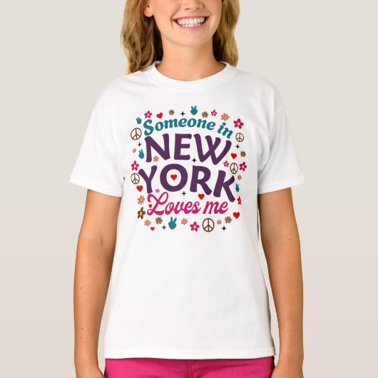 Someone in New York Loves Me Retro Funny Design T-shirt (Voorkant)