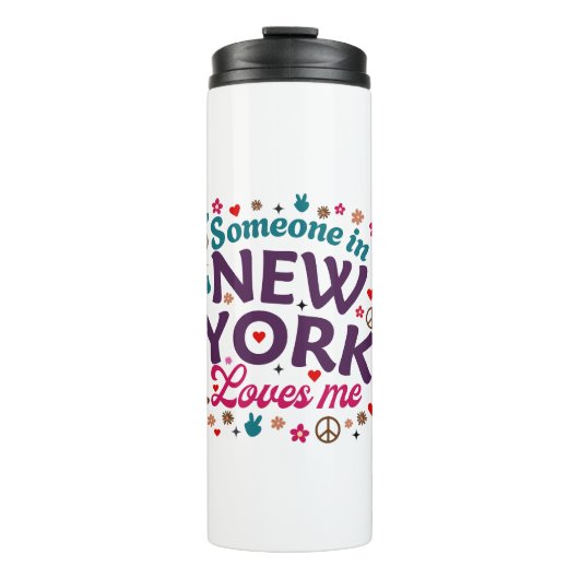 Someone in New York Loves Me Retro Funny Design Thermosbeker (Voorkant)