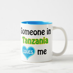 Someone in Tanzania loves me Tweekleurige Koffiemok