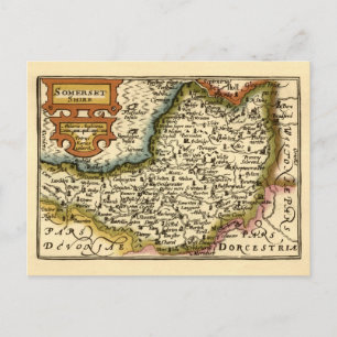 Somerset County England Oude antiquarische atlas k Briefkaart