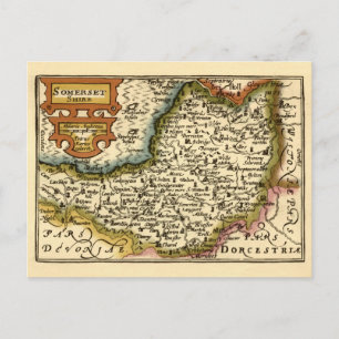 Somerset County England Oude antiquarische atlas k Briefkaart