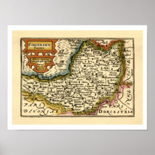 Somerset County England Oude antiquarische atlas k Poster