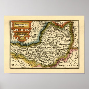 Somerset County England Oude antiquarische atlas k Poster
