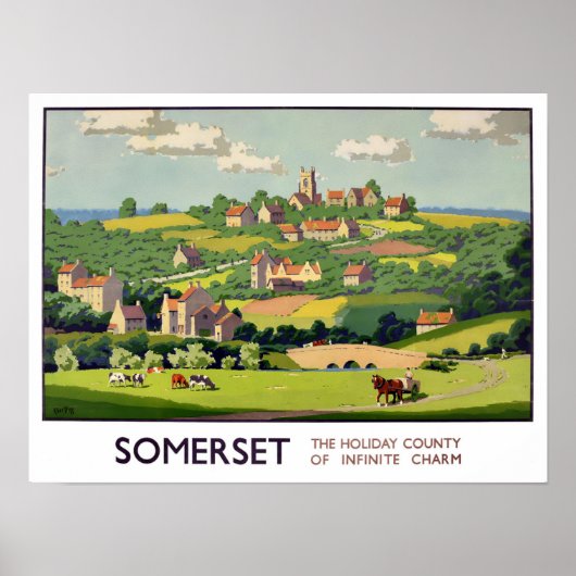 Somerset England vintage travel Poster (Voorkant)