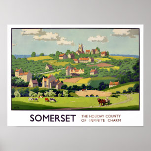 Somerset England vintage travel Poster