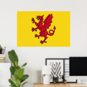 Somerset Flag England dragon symbol Poster (Thuiskantoor)
