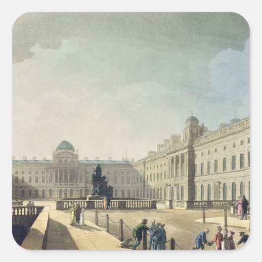 Somerset House, Strand, van 'Ackermann's Microcos Vierkante Sticker (Voorkant)