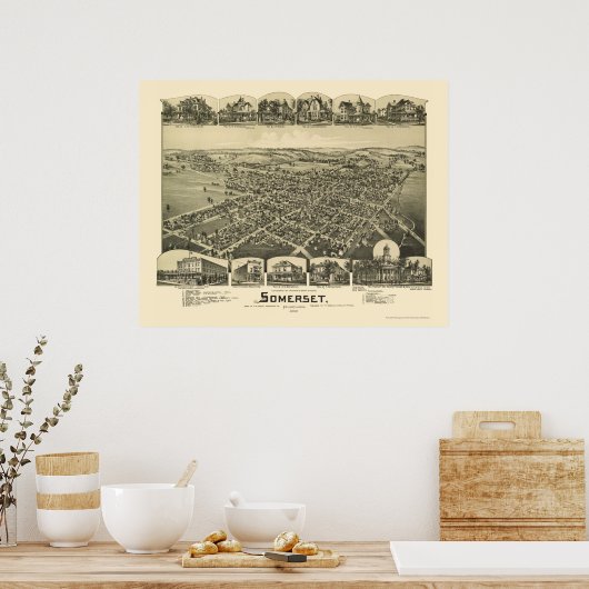 Somerset, PA Panorama Map - 1900 Poster (Keuken)