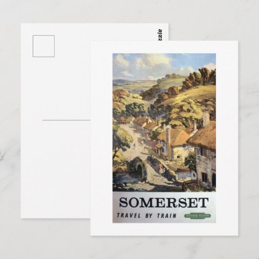 Somerset per trein adverteren poster Verenigd Kon Briefkaart (Voorkant / Achterkant)