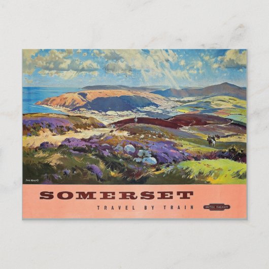 Somerset per trein reisposter briefkaart (Voorkant)