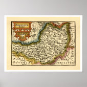 Somersetshire Somerset County Map Poster (Voorkant)