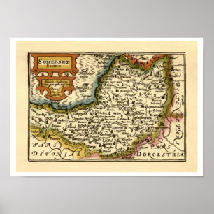 Somersetshire Somerset County Map Poster