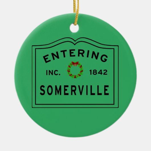 Somerville, MA Holiday Wreath Ceramic Ornament (Voorkant)