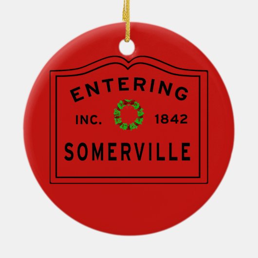 Somerville, MA Holiday Wreath Ceramic Ornament (Achterkant)
