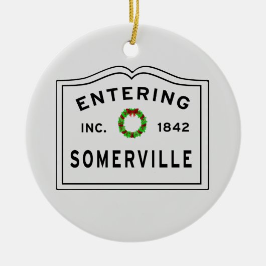Somerville, MA Holiday Wreath Ceramic Ornament (Voorkant)