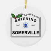Somerville MA Keramisch Ornament (Voorkant)