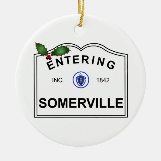 Somerville MA Keramisch Ornament (Voorkant)