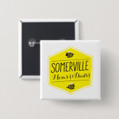 Somerville Moms Logo White Vierkante Button 5,1 Cm (Voorkant /achterkant)