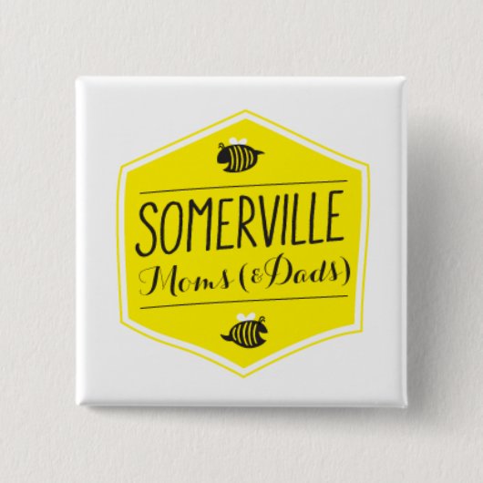 Somerville Moms Logo White Vierkante Button 5,1 Cm (Voorkant)