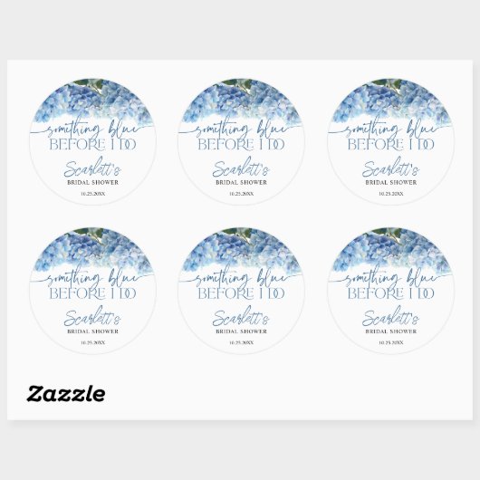 Something Blue Before I Do Blauwe Hortensia Bruids Ronde Sticker (Vel)