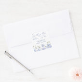 Something Blue Before I Do Bloemen Bruidsfeest Vierkante Sticker (Envelop)