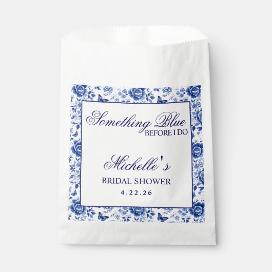 Something Blue Before I Do Bloemig Bruidsfeestje Bedankzakje (Voorkant)