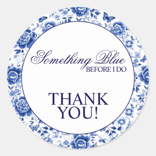 Something Blue Before I Do Bloemige Bruidsbeurzen  Ronde Sticker (Voorkant)