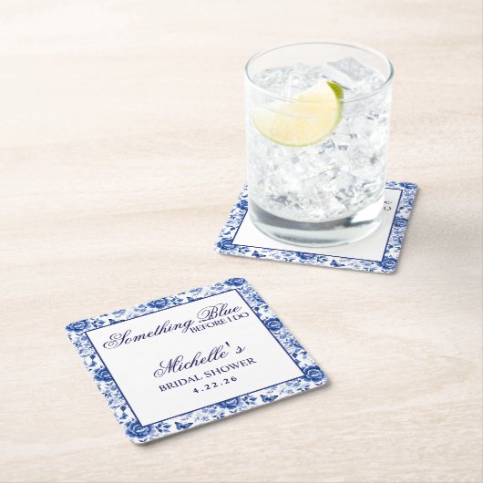 Something Blue Before I Do Bloemige Bruidsbruiloft Kartonnen Onderzetters (Insitu)