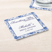 Something Blue Before I Do Bloemige Bruidsbruiloft Kartonnen Onderzetters (Schuin)