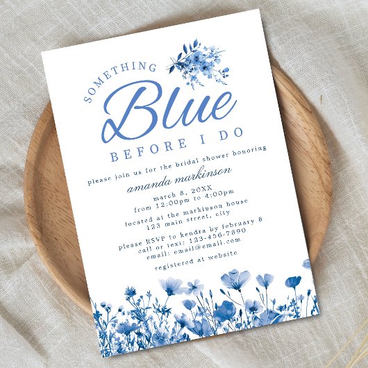 Something Blue Before I Do Bloemige Bruidsdouche Kaart