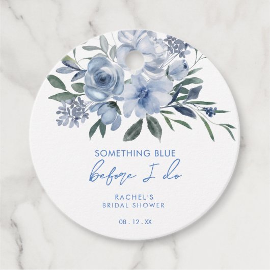 Something Blue Before I Do Bloemige Bruidsfeest Bedankjes Labels (Voorkant)