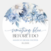 Something Blue Before I Do Bloemige Bruidsfeest Ronde Sticker (Voorkant)