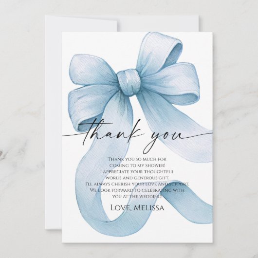 Something Blue Before I Do Blue Strik Bridal Showe Bedankkaart (Voorkant)