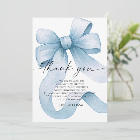 Something Blue Before I Do Blue Strik Bridal Showe Bedankkaart (Staand voorkant)