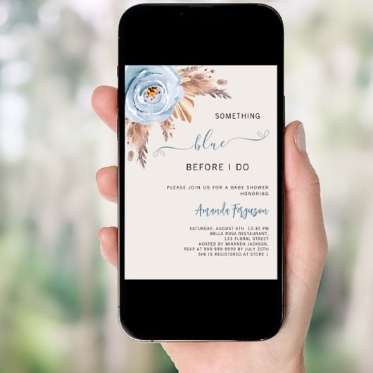 Something blue before I do boho Bridal Shower Kaart