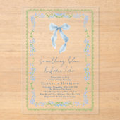Something Blue Before I Do Bow Bridal Shower Acryl Uitnodigingen (Voorkant)
