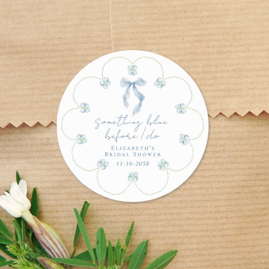 Something Blue Before I Do Bow Bridal Shower Ronde Sticker