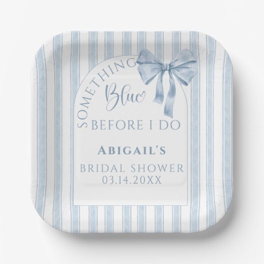 Something Blue Before I Do Bow  Papieren Bordje (Voorkant)