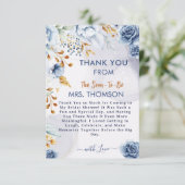 Something Blue Before I Do Bridal Shower Floral Bedankkaart (Staand voorkant)