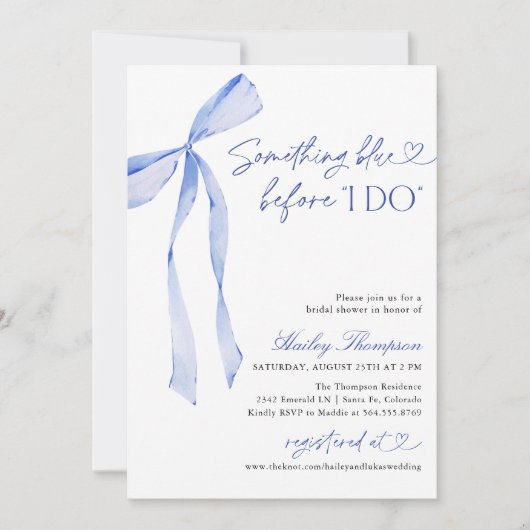 Something Blue Before I Do Bridal Shower Kaart (Voorkant)