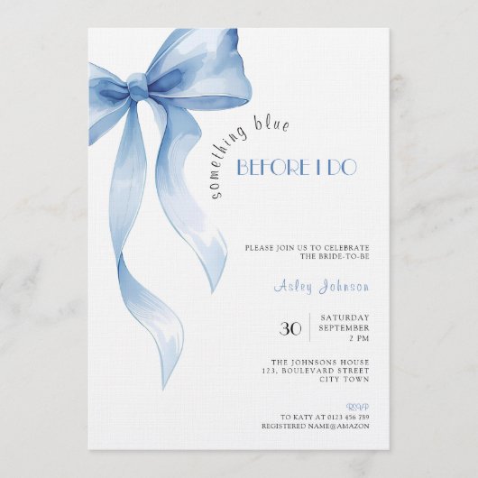 Something Blue before I Do Bridal Shower Kaart (Voorkant)