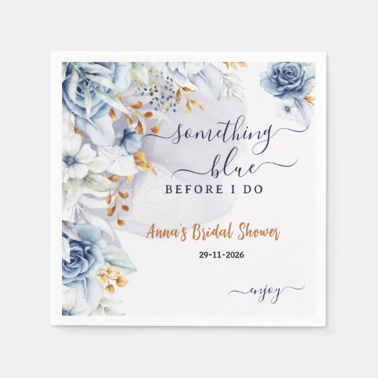 Something Blue Before I Do Bridal Shower Party Servet (Voorkant)