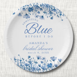 Something Blue Before I Do Bruidsfeest met bloemen Papieren Bordje