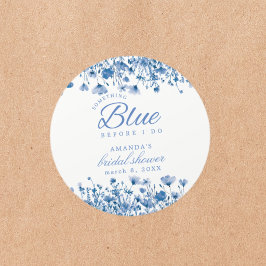 Something Blue Before I Do Bruidsfeest met bloemen Ronde Sticker