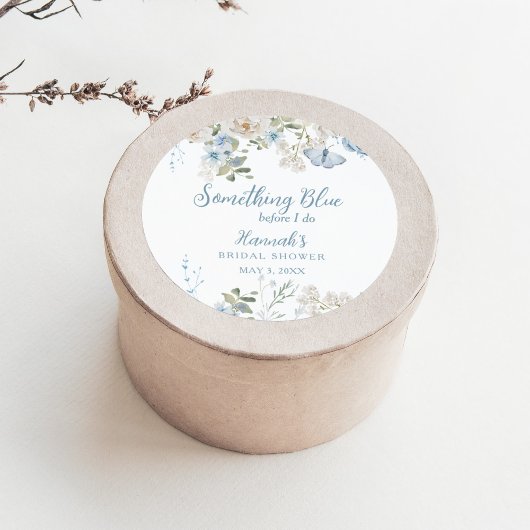 Something Blue Before I Do Bruidsfeest met bloemmo Ronde Sticker