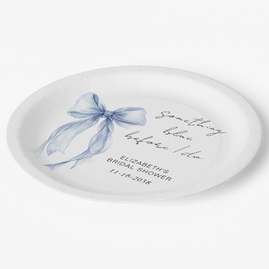 Something Blue Before I Do Bruidsfeest Papieren Bordje (Gekanteld)