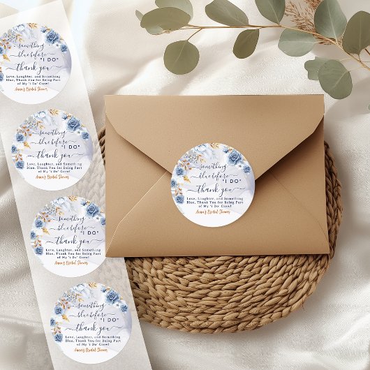 Something Blue Before I Do Bruiloft Feestelijke Bl Ronde Sticker