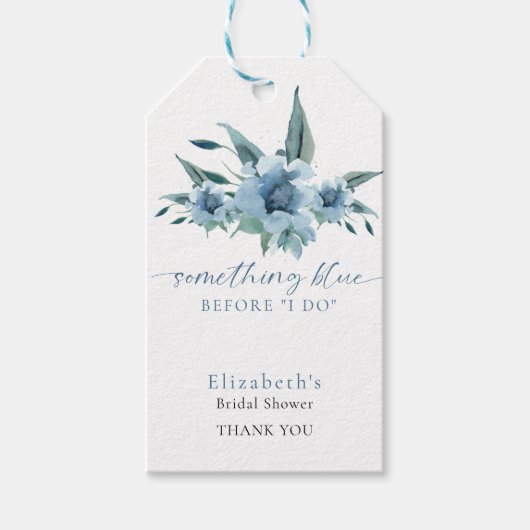 Something Blue Before I Do Bruiloftsfeest Bloemen Cadeaulabel (Voorkant)