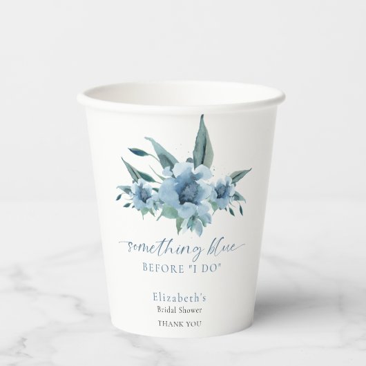Something Blue Before I Do Bruiloftsfeest Bloemen Papieren Bekers (Voorkant)
