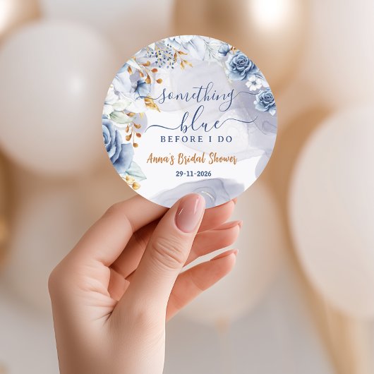 Something Blue Before I Do Bruiloftsfeest Bloemen Ronde Sticker